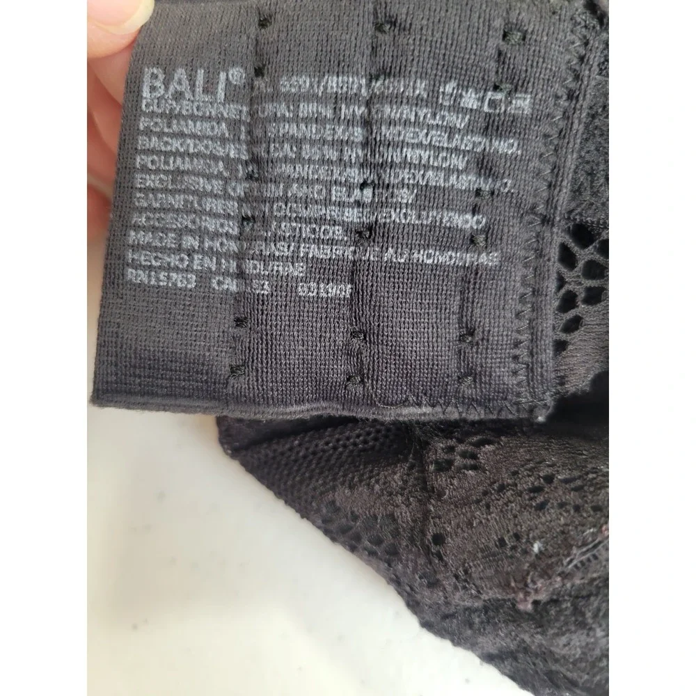 Bali Wireless Bra Comfort Revolution Lace Floral Scalloped Lingerie Black 2XL